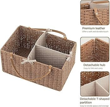 HBlife Large Baby Diaper Caddy Organizer, Paper Rope Storage Baskets Nursery Bin with Removable D... | Amazon (US)