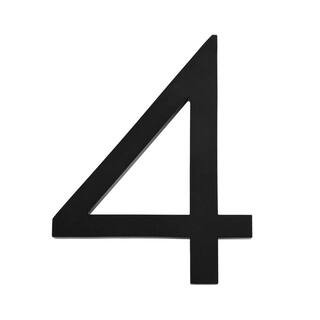 Everbilt 8 in. Matte Black Aluminum Floating or Flat Modern House Number 4 36533 - The Home Depot | The Home Depot