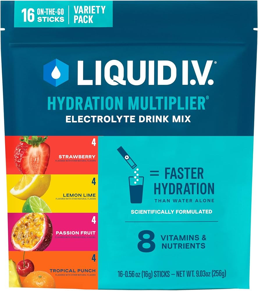 Liquid I.V.® Hydration Multiplier - Variety Pack - Lemon Lime, Passion Fruit, Strawberry, Tropic... | Amazon (US)