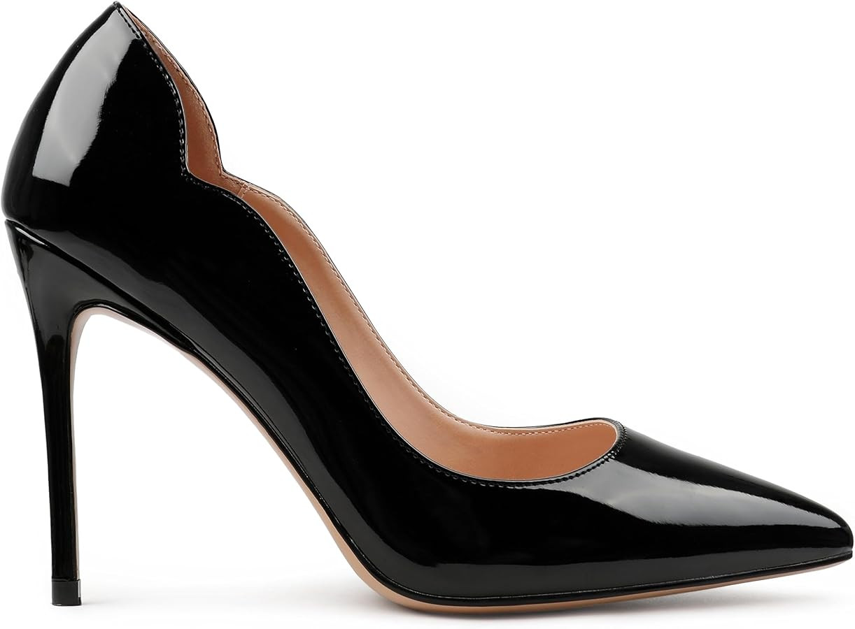 COLETER Women's 4 Inch Pumps Pointy Toe Wedding Dress Shoes Slip on Stiletto Pumps | Amazon (US)