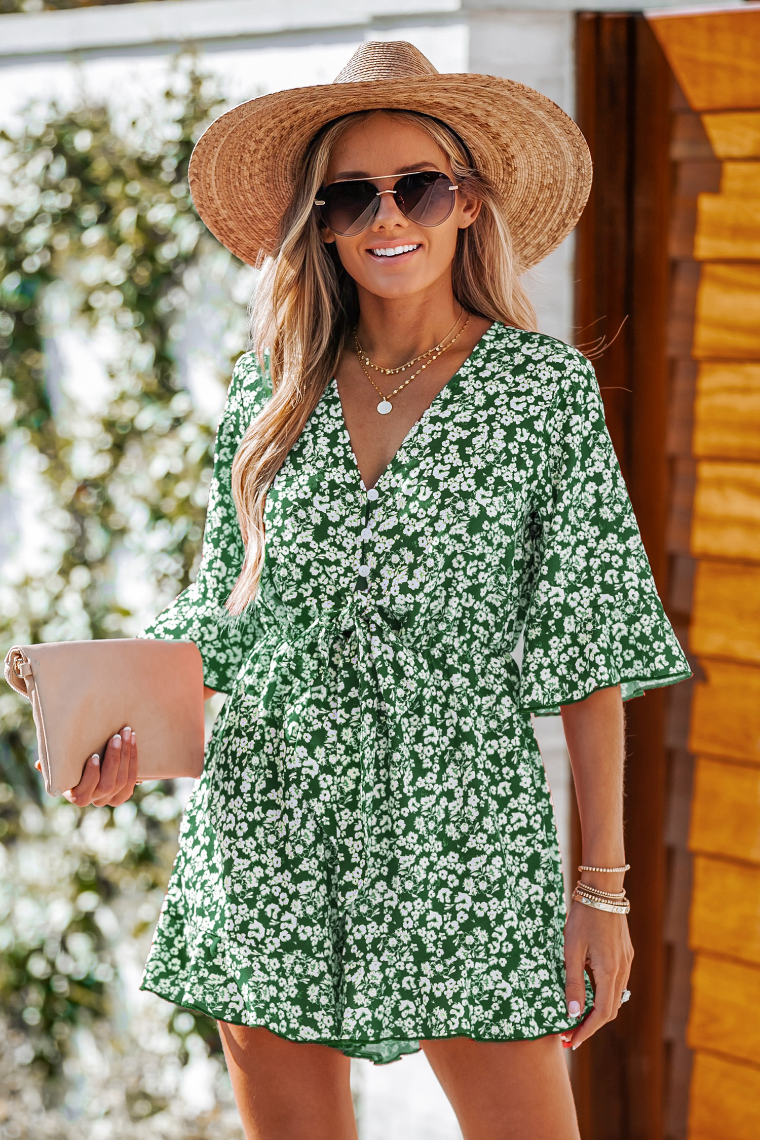 Ditsy Floral Drawstring Romper | Cupshe US