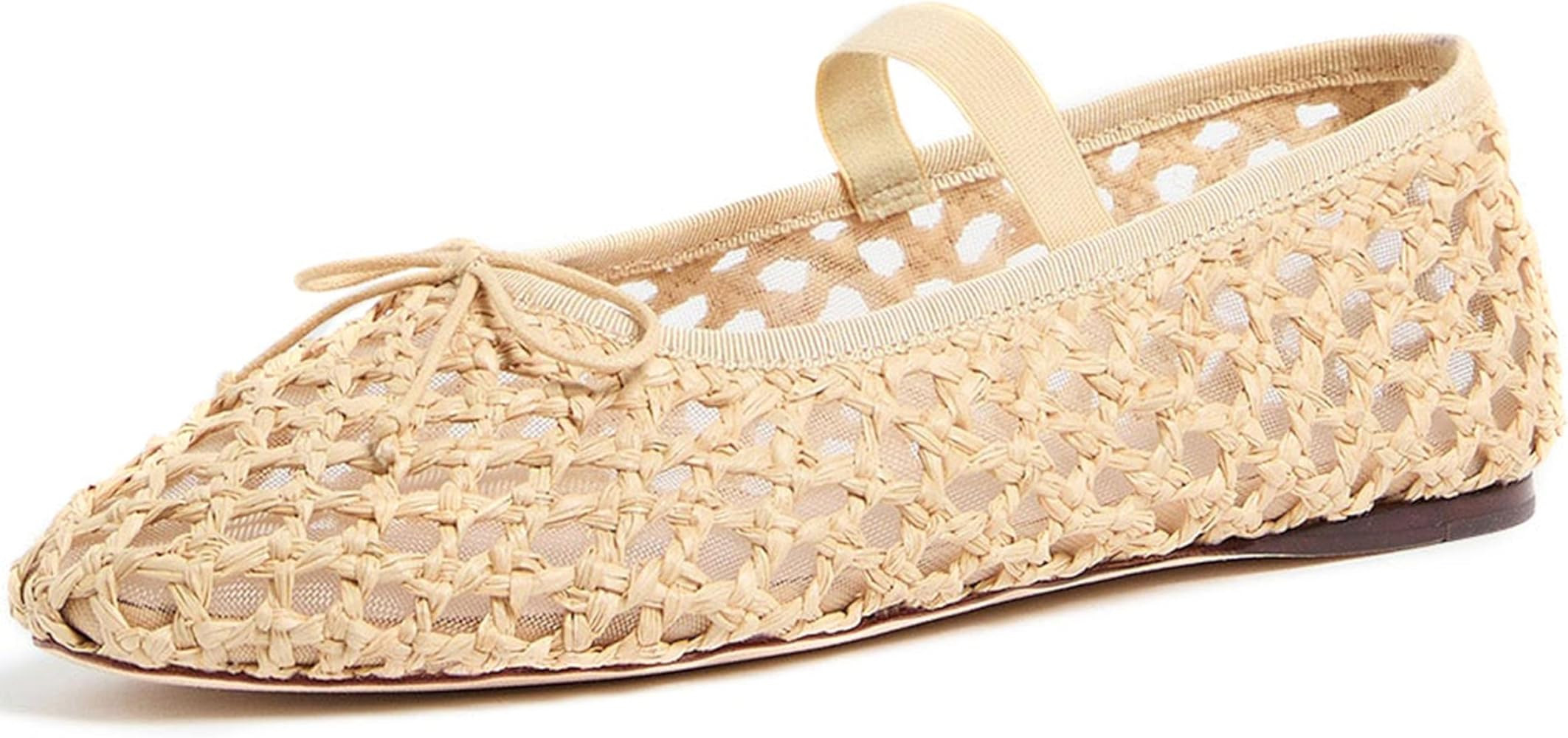 AMINUGAL Raffia Ballet Flats Shoes for Women Dressy Comfortable Woven Straw Women's Flats with El... | Amazon (US)