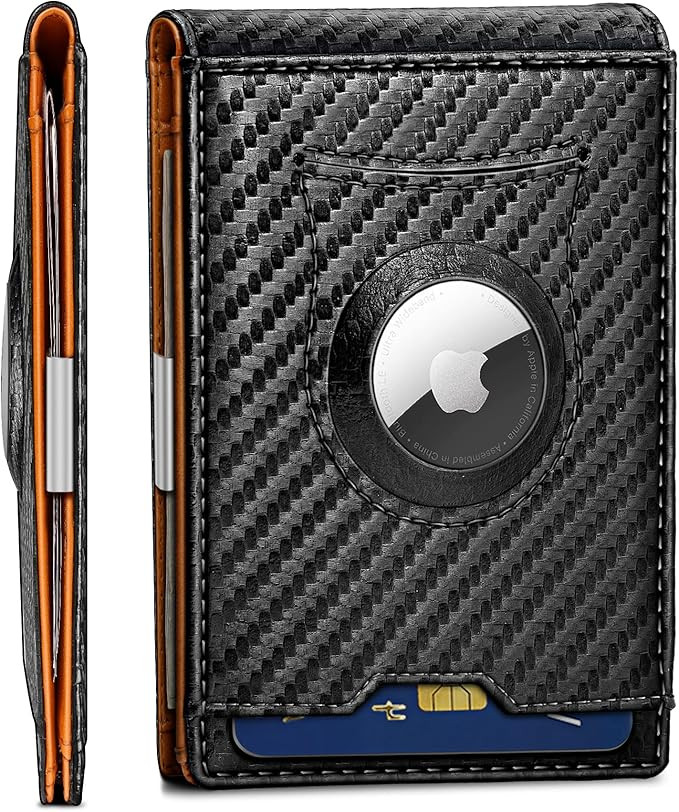 BULLIANT Men Wallet, Slim Leather Wallet RFID Blocken for Men Standard and Apple Airtag Use 11Car... | Amazon (US)