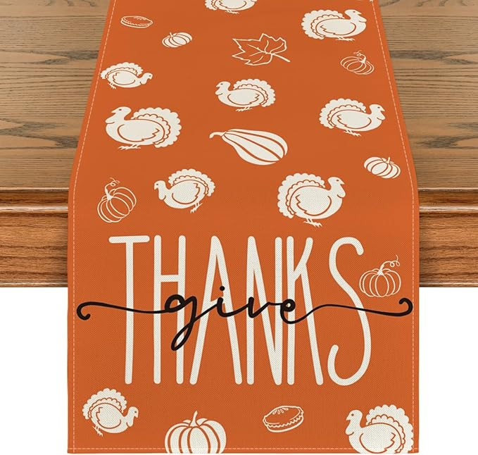 Artoid Mode Pumpkins Give Thanks Turkey Thanksgiving Table Runner, Pumpkin Pie Fall Kitchen Dinin... | Amazon (US)
