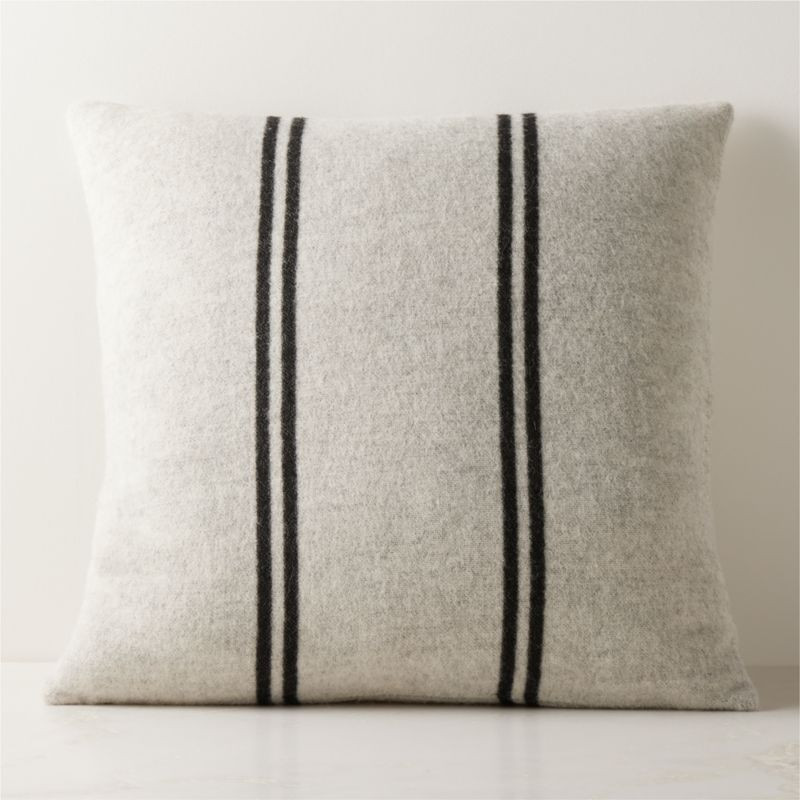Stripes Ivory and Black Alpaca Throw Pillow with Down-Alternative Insert 23" + Reviews | CB2 | CB2
