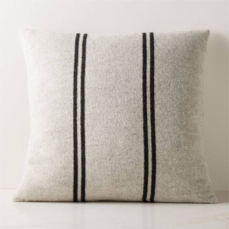 Stripes Ivory and Black Alpaca Throw Pillow with Down-Alternative Insert 23" | CB2 | CB2