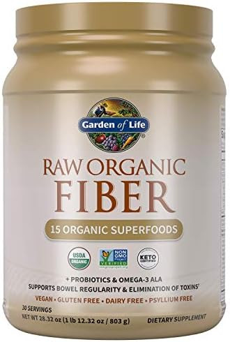 Garden of Life Fiber Supplement, Raw Organic Fiber Powder - 30 Servings, 15 Organic Superfoods, P... | Amazon (US)