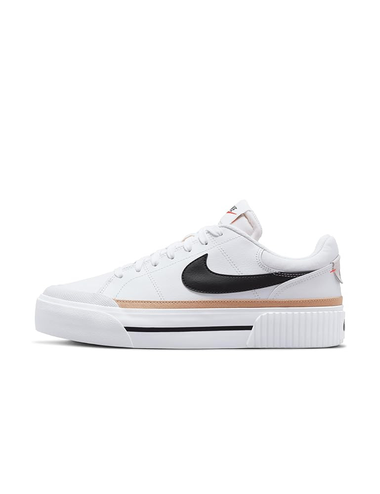 Amazon.com | Nike Women's Court Legacy Lift Shoes, White/Black-Hemp-Team Orange, 8 | Fashion Snea... | Amazon (US)