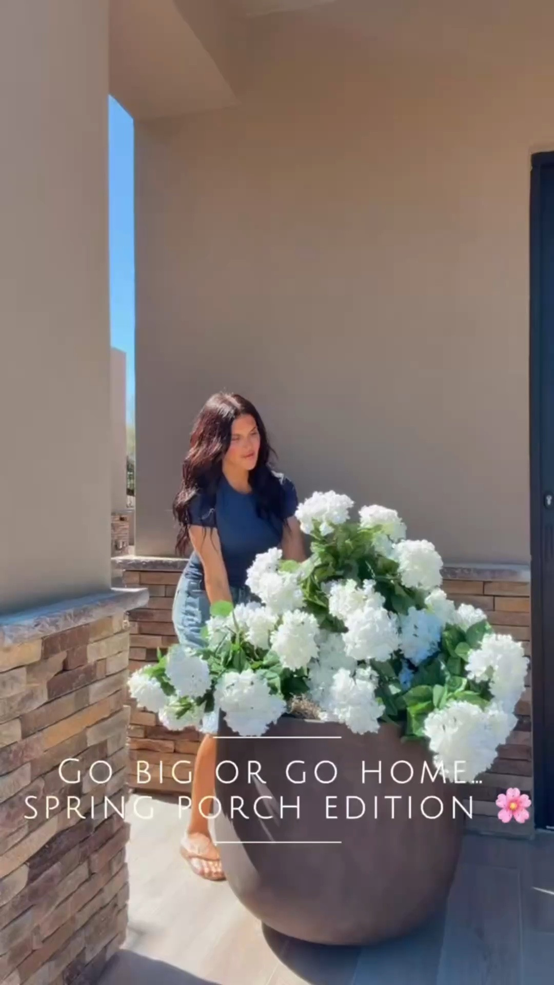Went a little bigger with the porch this spring 🌸 These full hydrangea trees make such a statement and are UV-resistant so they stay looking beautiful outdoors.

spring porch decor
outdoor hydrangea trees
UV resistant faux flowers
large porch planters
outdoor entryway styling
