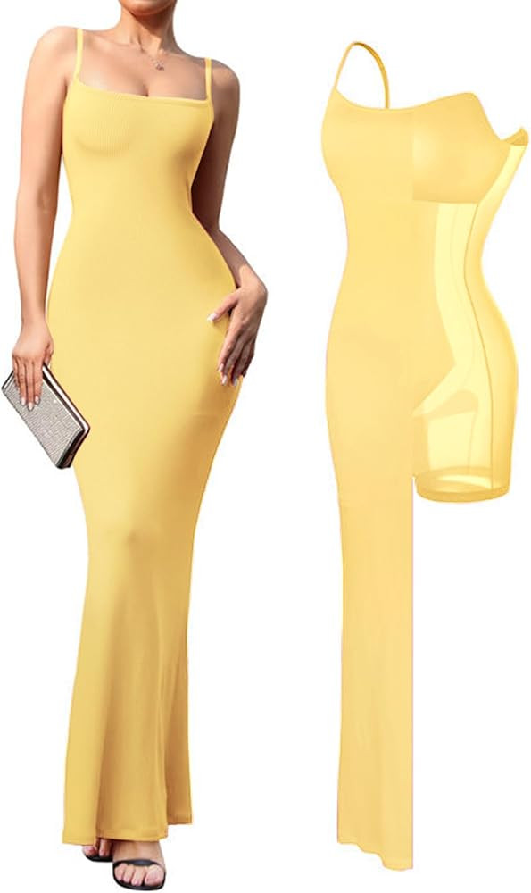 Popilush Formal Dresses for Women Maxi Black Dress Built in Bra Summer Shapewear Tummy Control Bo... | Amazon (US)