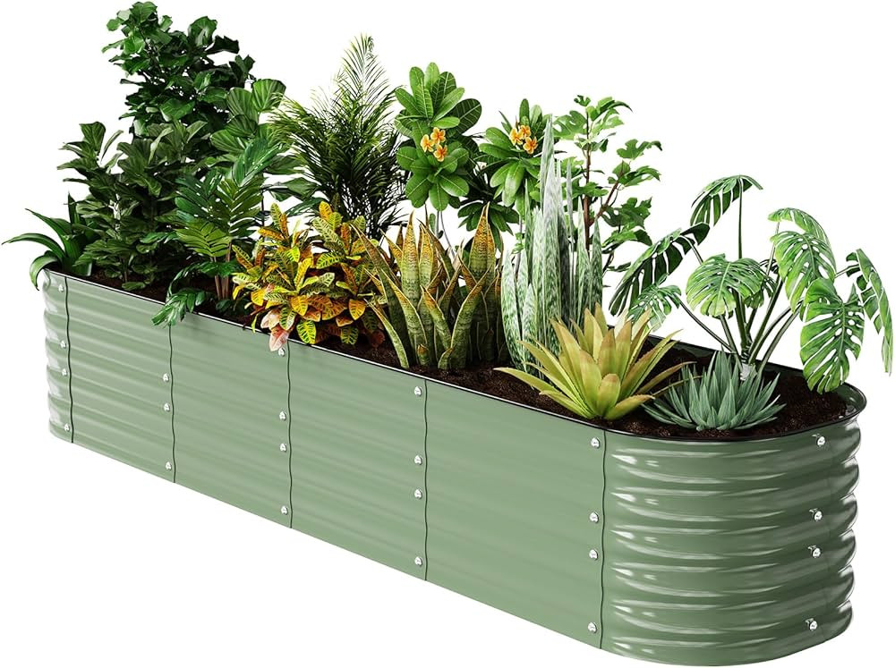 Raised Garden Bed Kit 8×2×1.4 FT Magnesium-Aluminum-Zinc Stainless Steel Metal Planter Box for ... | Amazon (US)