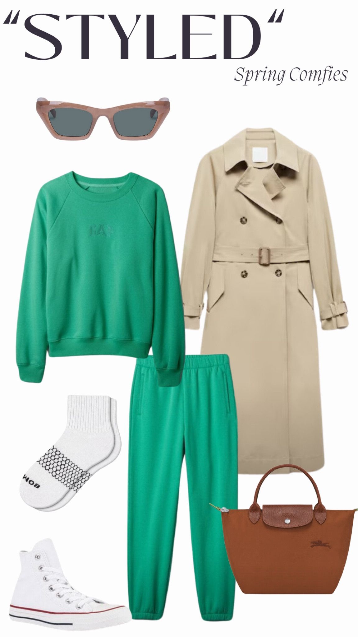 “Styled” Green Comfies for Spring

High Rise Joggers & Vintage Sweatshirt: GAP
Trench: Mango
Socks: Bombas
Sneaker: Converse
Sunglasses: AIRE
Necklace: Shashi
Top Handle Tote Bag: Longchamp

#LTKitbag

#LTKSeasonal #LTKshoecrush #LTKstyletip