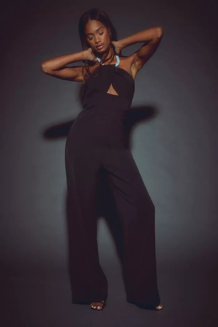 Diamante Twist Strap Wide Leg Jumpsuit | Boohoo.com (UK & IE)