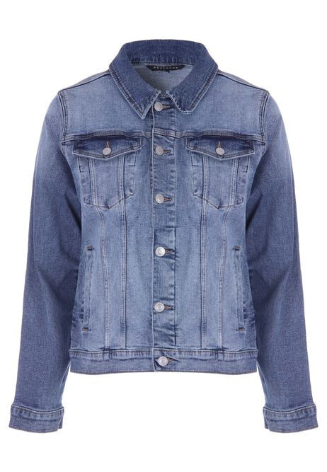 Womens Mid Blue Wash Denim Jacket | Peacocks