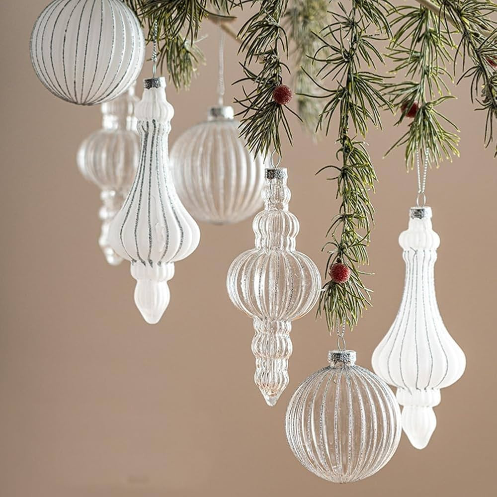 12 Pcs White Christmas Ornaments Set Clear Christmas Ball Ornaments Christmas Shatterproof Plasti... | Amazon (US)