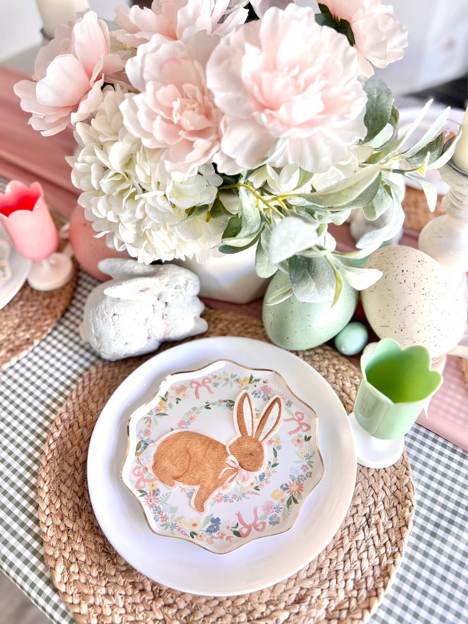 Our Easter table setting this year — with the sweetest bows and bunnies 🐇
in a blush pink and sage green color scheme. We’re in love with this combo! 

#LTKSeasonal #LTKparties #LTKSpringSale