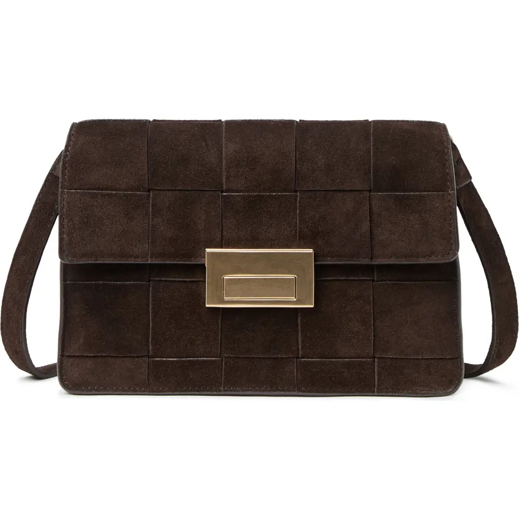 Loeffler Randall Delphine Woven Suede Shoulder Bag in Dark Brown at Nordstrom, Size One Size Oz | Nordstrom