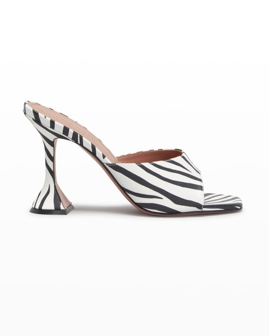 Amina Muaddi Lupita Zebra-Print Slide Sandals | Neiman Marcus