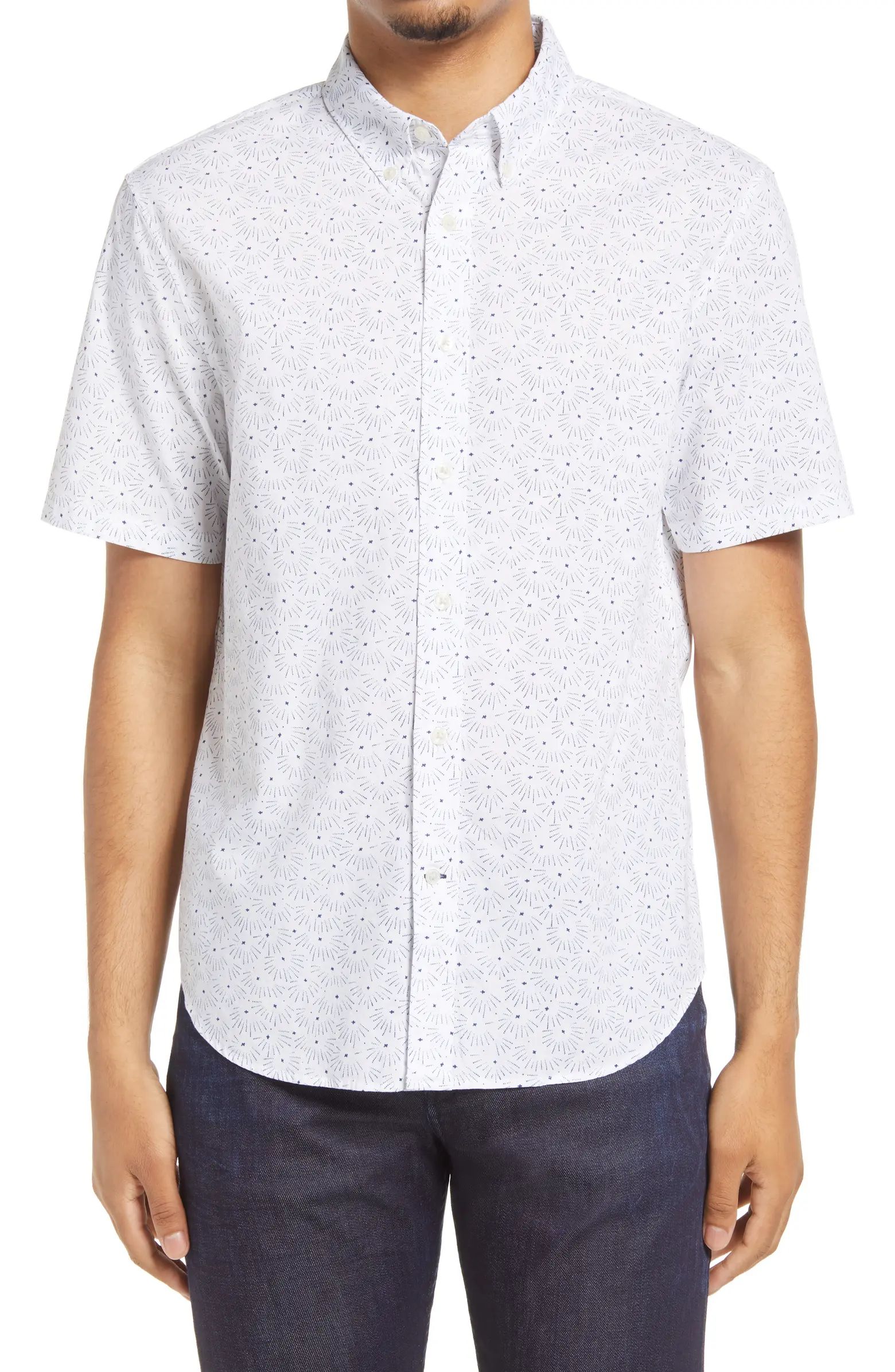 Star Bright Slim Fit Print Short Sleeve Button-Down Shirt | Nordstrom