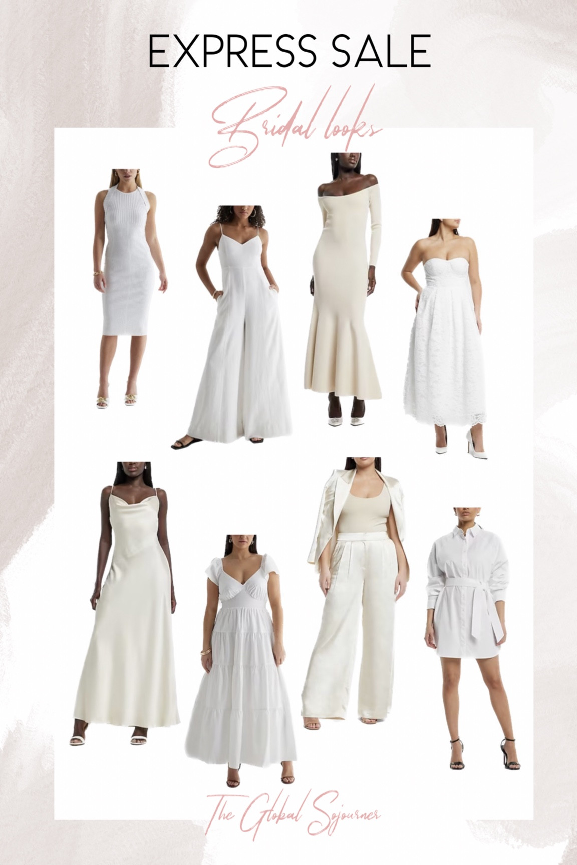 So many good bridal looks @ Express and they’re all 40% off 

White dress 
Bridal shower dress 
Rehearsal dinner dress 
Bachelorette party dress 
Engagement party dress 
Ivory/cream Satin dress, white lace dress, white utility romper, white jumpsuit, white portofino dress, ivory satin wide leg pants. 


#LTKstyletip #LTKwedding #LTKsalealert