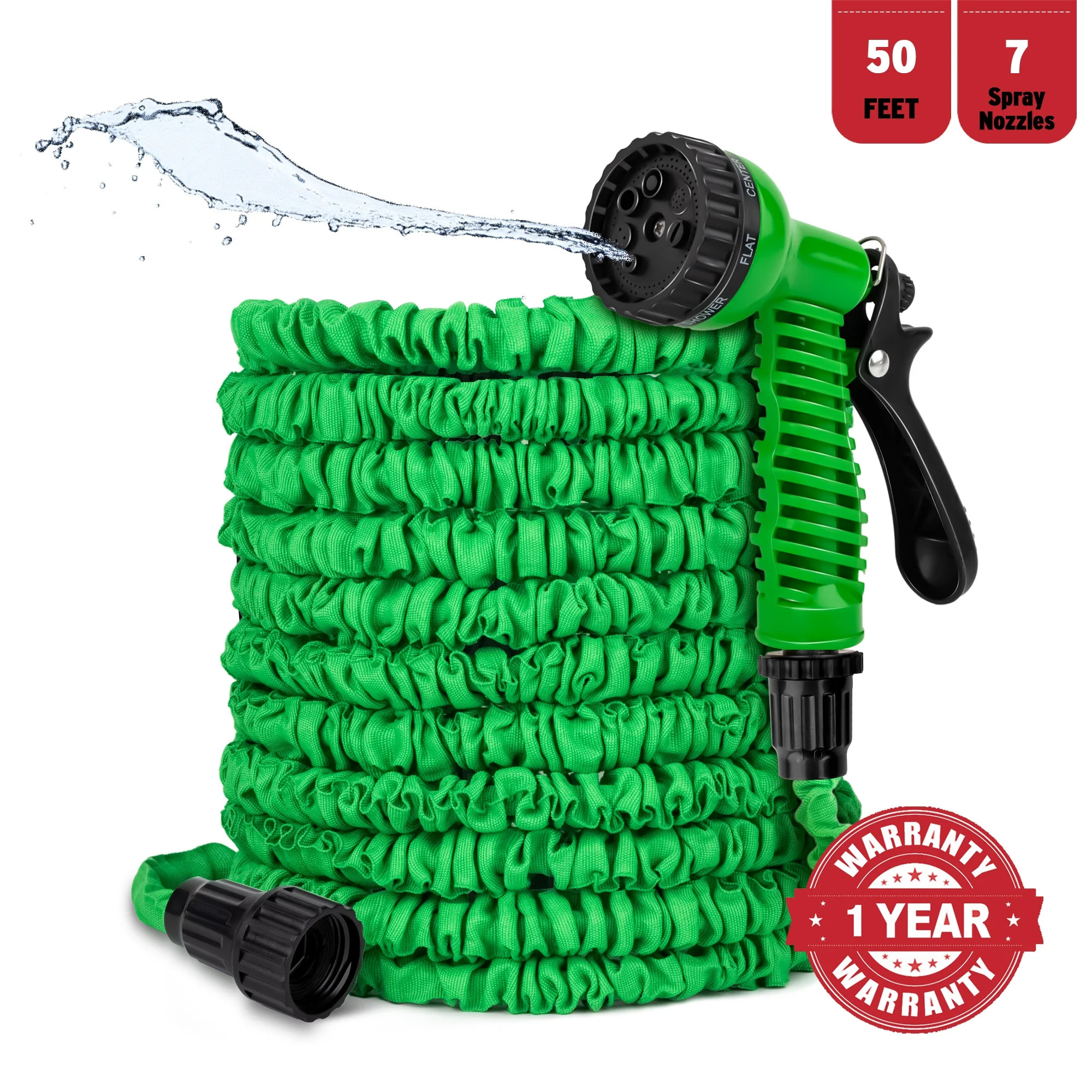 100ft Expandable Flexible Garden Water Hose, 7 Spray Nozzle, Nylon, Outdoor (Green) | Walmart (US)