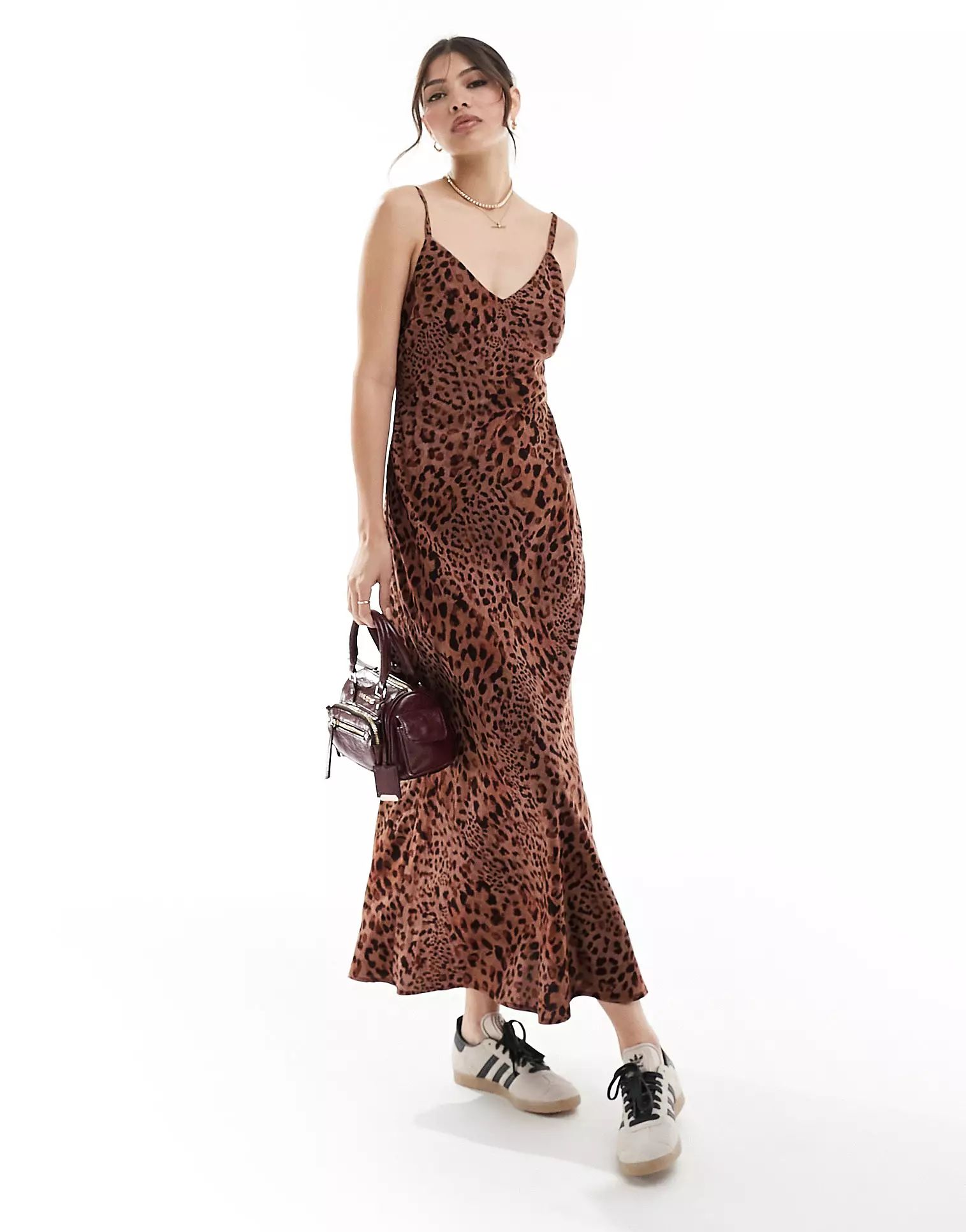 ASOS DESIGN maxi slip dress in spun in animal print | ASOS (Global)