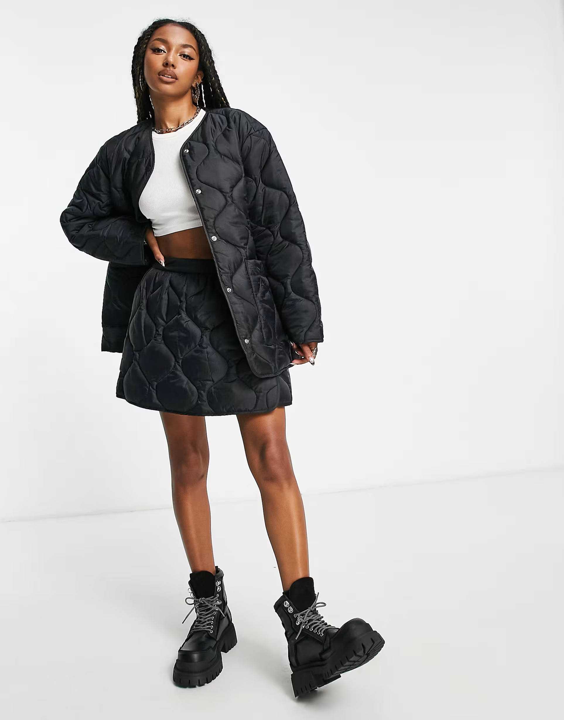Weekday Sinai quilted padded liner jacket in black | ASOS (Global)