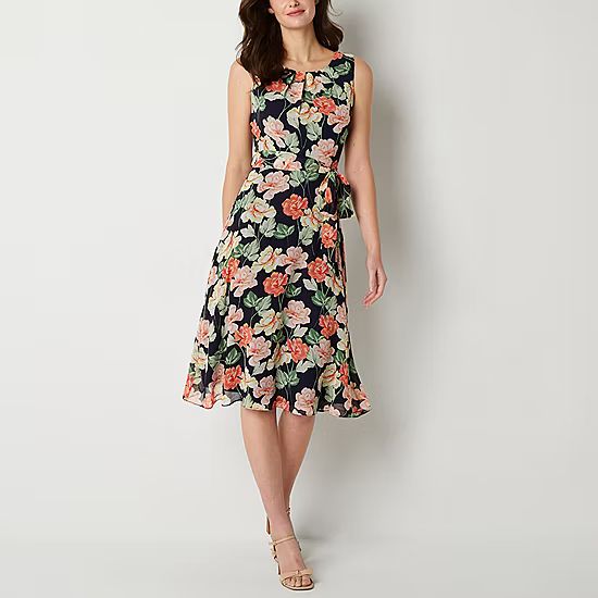 R & K Originals Sleeveless Floral Midi Fit + Flare Dress | JCPenney