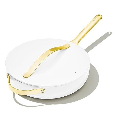 Caraway Nonstick Ceramic Sauté Pan with Lid (4.5 qt, 11.8") - Non Toxic, PTFE & PFOA Free - Oven Safe & Compatible with All Stovetops (Gas, Electric & Induction) - White | Amazon (US)