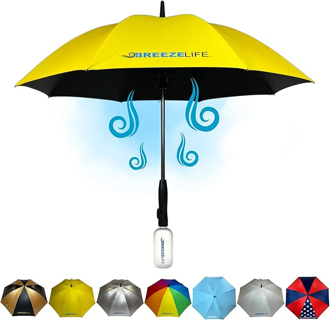 Golf Umbrella with Fan and Mister. Portable misting and shade that blocks 99.9% of UVA and UVB ra... | Amazon (US)