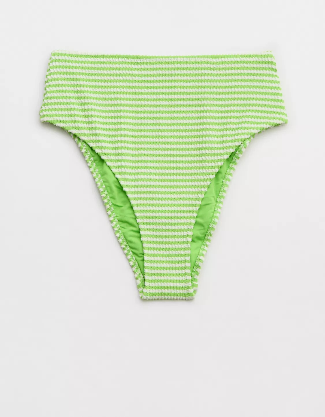 Aerie Crinkle Stripe High Cut Cheeky Bikini Bottom | Aerie