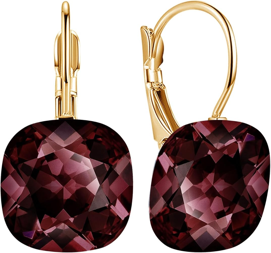 Sparkly Crystal Square Leverback Earrings Rhinestone Geometry Dangle Drop Earrings For Women Brid... | Amazon (US)