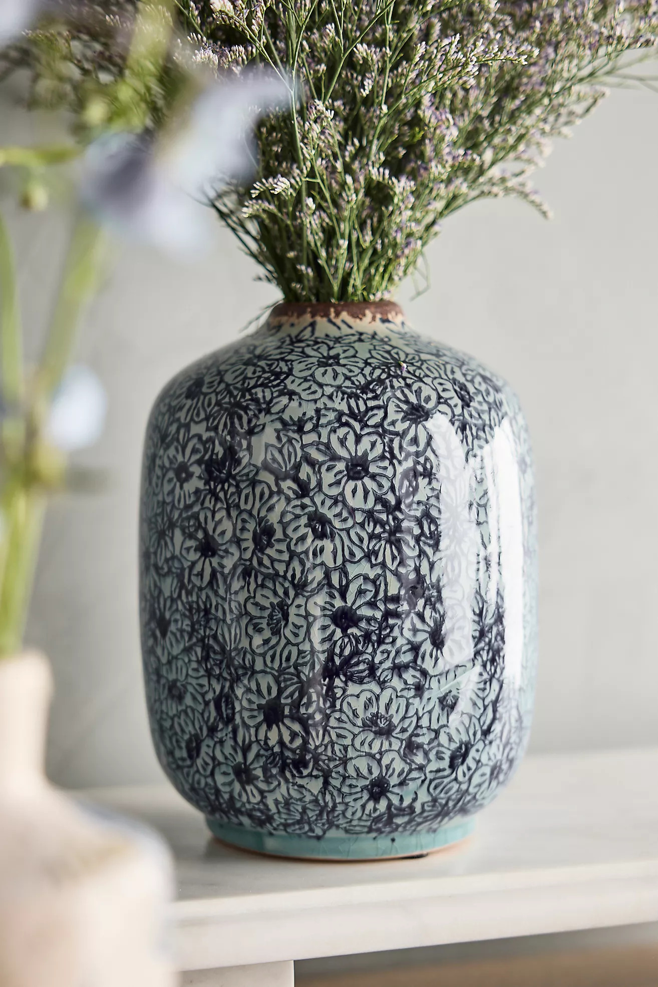 Floral Print Ceramic Vase, Small | Anthropologie (US)