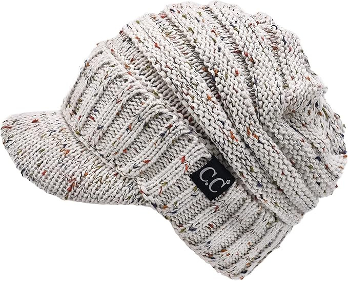 C.C Trendy Warm Oversized Chunky Soft Oversized Ribbed Slouchy Knit Hat with Visor Brim | Amazon (US)