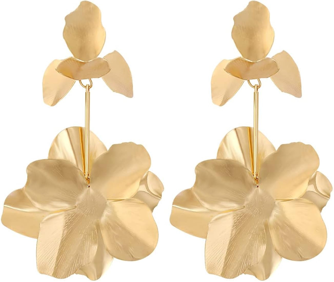 Gold Sculptural Flower Earrings Exaggerated Flower Floral Earrings Large Metal Flower Drop Earrin... | Amazon (US)