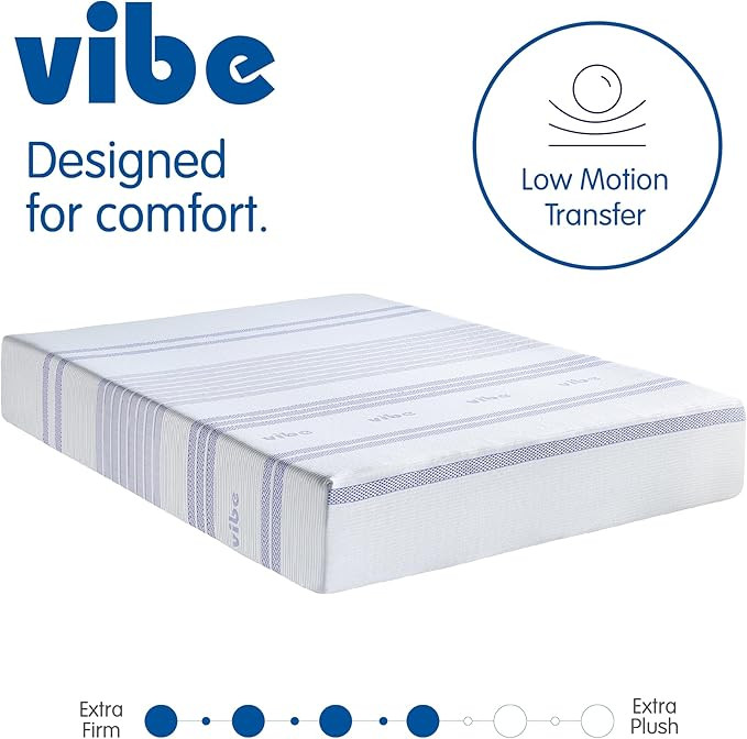Vibe Gel Memory Foam Mattress, 12-Inch CertiPUR-US Certified Bed-in-a-Box, Queen, White | Amazon (US)
