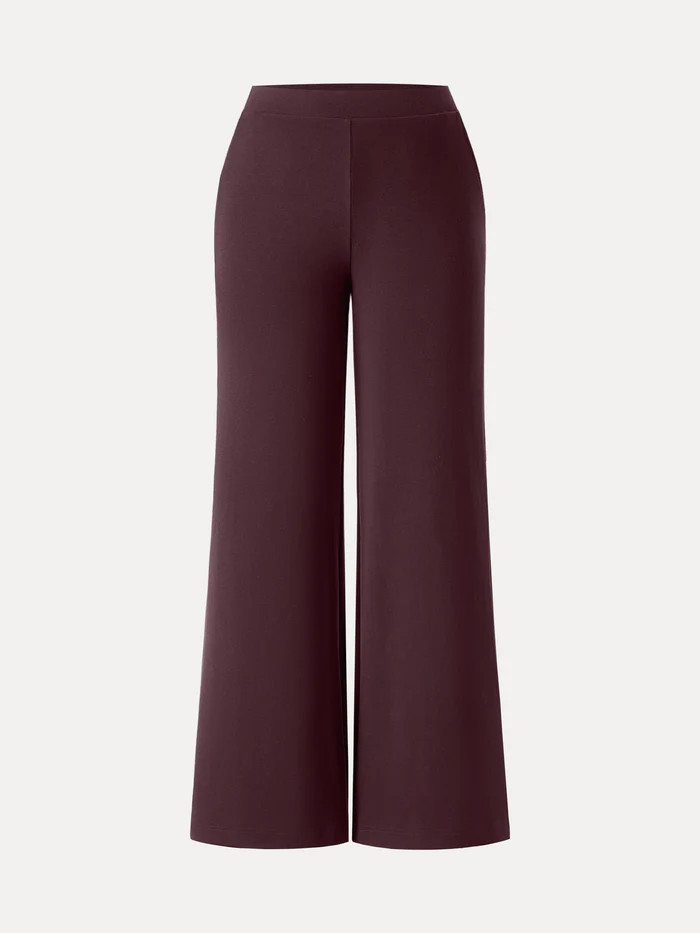 Lyocell Wool Mid Rise Wide Leg Pull-on Pants with Pockets | OGLmove