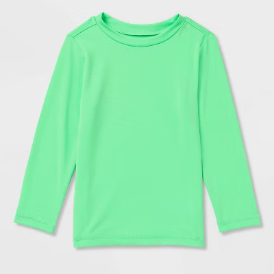 Toddler Long Sleeve Solid Swim Rash Guard Top - Cat & Jack™ Bright Green 4T | Target