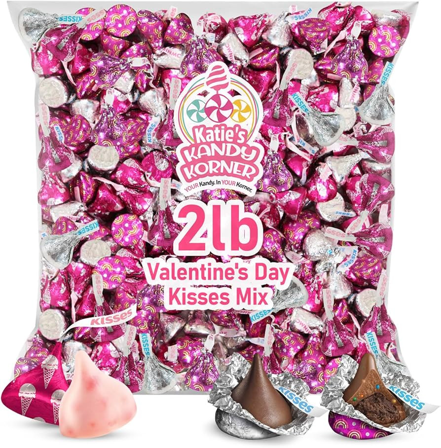 Valentine Day HersheyKisses, 2lb Pack of Chocolate Bulk, Ideal Purple and Pink Kisses for Gifting... | Amazon (US)