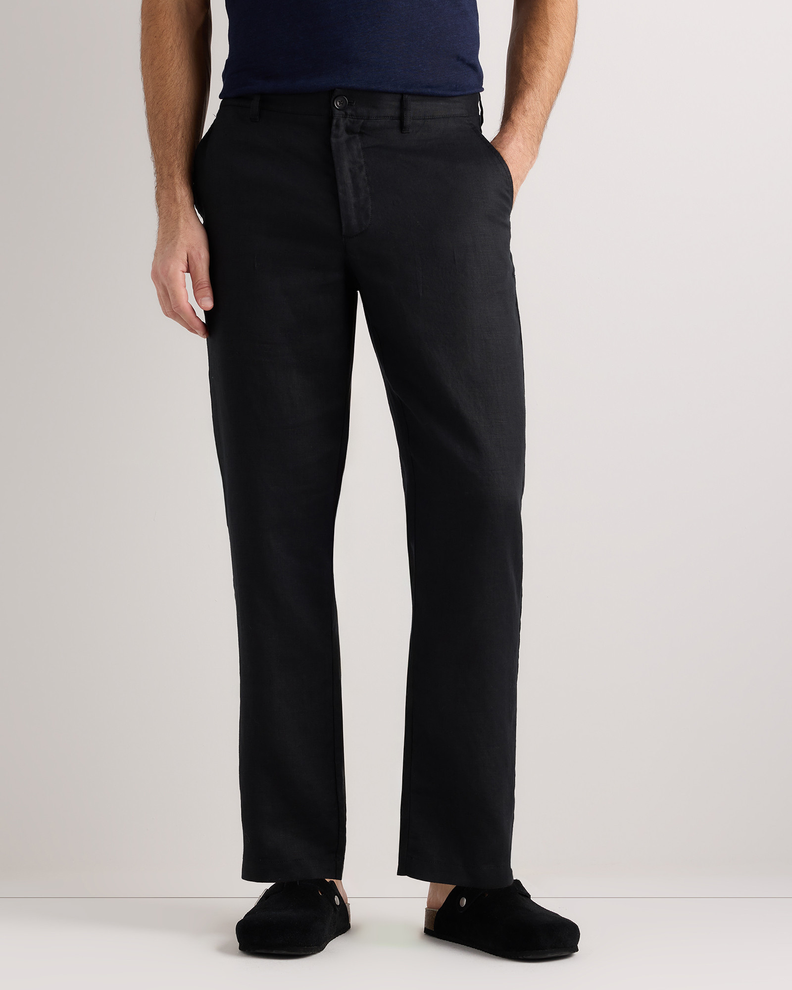 Quince | Men's 100% European Linen Trousers in Black, Size 32X32 | Quince