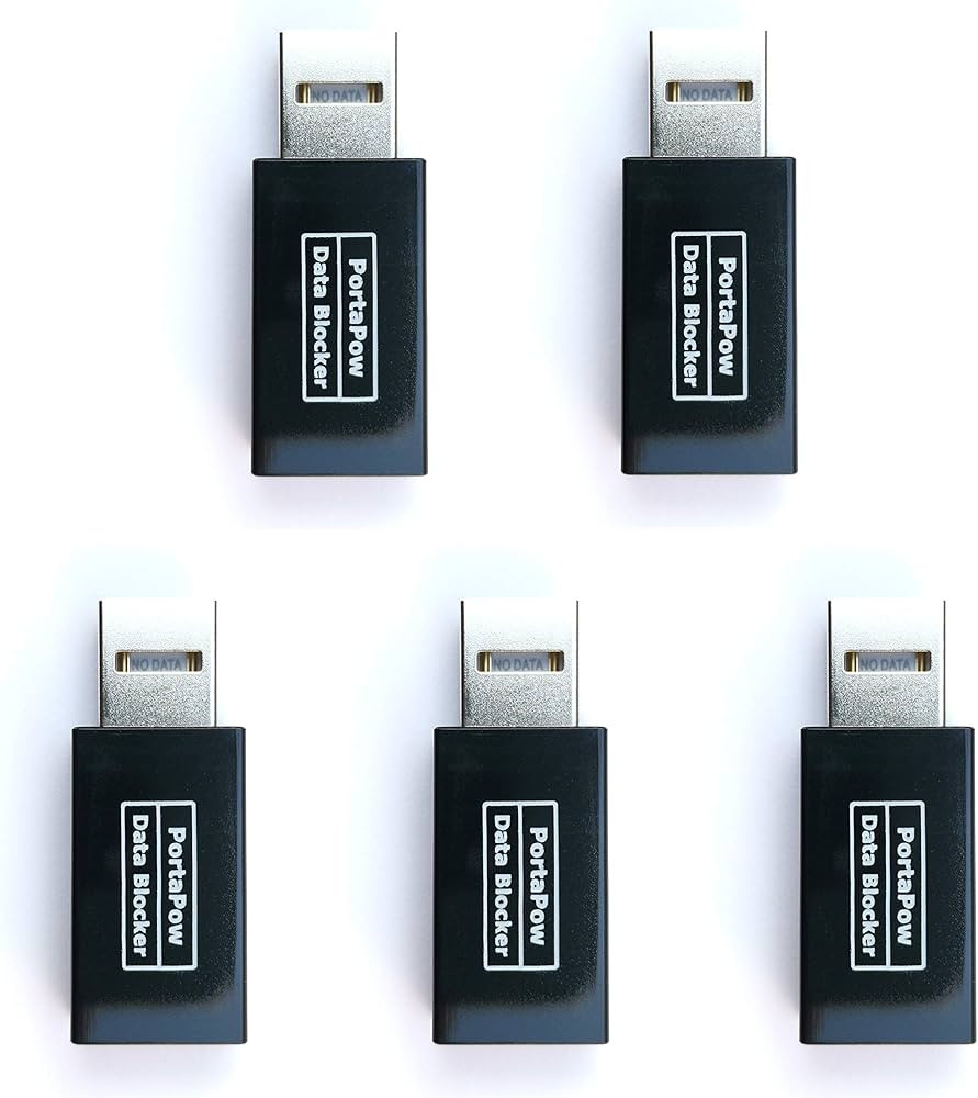 PortaPow USB Data Blocker (Black 5 Pack) - Protect Against Juice Jacking | Amazon (US)