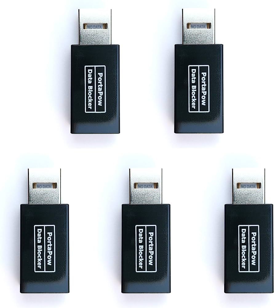 PortaPow USB Data Blocker (Black 5 Pack) - Protect Against Juice Jacking | Amazon (US)