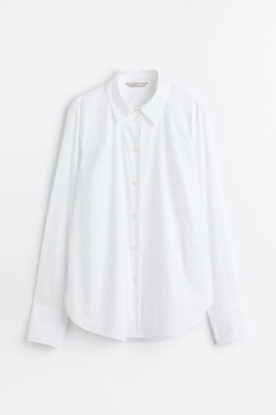Cotton-blend shirt - White - Ladies | H&M GB | H&M (UK, MY, IN, SG, PH, TW, HK)
