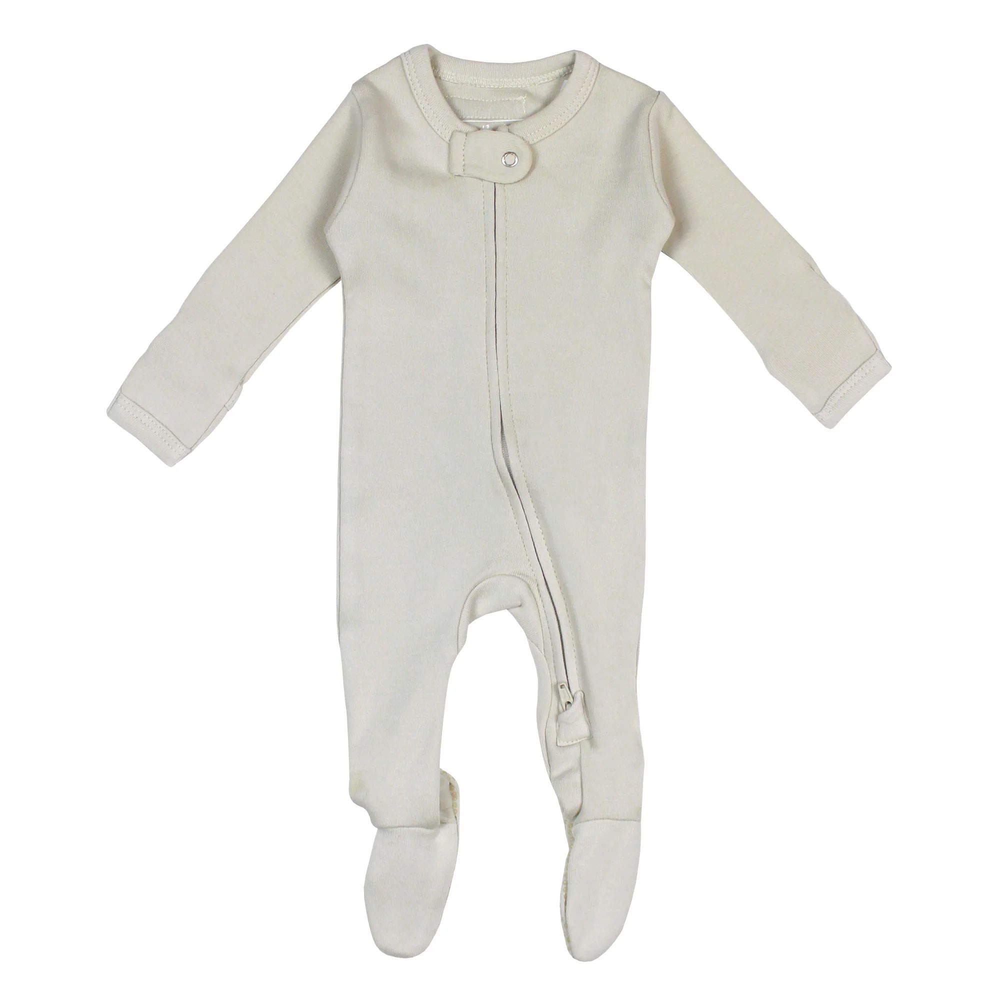 Organic Zipper Footie in Stone | L'ovedbaby