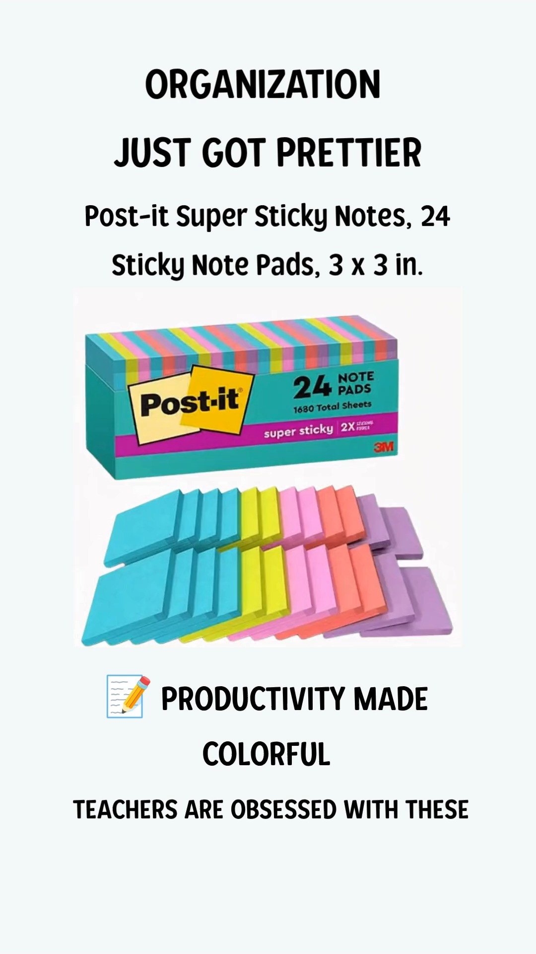 🌈 THE OFFICE SUPPLY THAT MAKES ME HAPPY TO WORK 🌈

If you're a teacher, planner lover, administrator, student, or organization enthusiast, these Post-it Super Sticky Notes are about to become your new obsession. The Supernova Neons Collection adds the perfect pop of color to your desk while helping you stay organized and productive.

✨ 24 sticky note pads
✨ 2X the sticking power
✨ Bright Supernova Neon colors
✨ Perfect for planners, reminders & to-do lists
✨ Great for classrooms and offices
✨ Makes organizing more fun

Whether you're lesson planning, organizing your week, leaving reminders, creating study notes, or color-coding your life, these sticky notes make every task a little more enjoyable.

#PostItNotes #TeacherFavorites #OfficeSupplies #PlannerAddict #OrganizationGoals #DeskAccessories #TeacherLife #SchoolSupplies #LTKOffice #ProductivityTools

 

 #LTKHome #LTKSaleAlert #LTKWorkwear