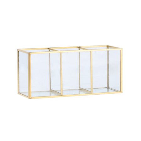 Makeup Brush Organizer Handmade Brass Glass Cosmetics Brushes Pen Storage Box for Makeup Tools on Va | Walmart (US)