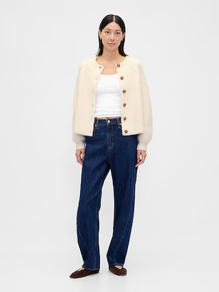 Fuzzy Shaker Stitch Cardigan | Gap (US)