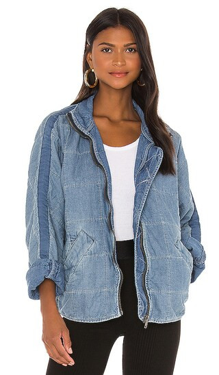 x We The Free Dolman Quilted Denim Jacket in Blue | Revolve Clothing (Global)