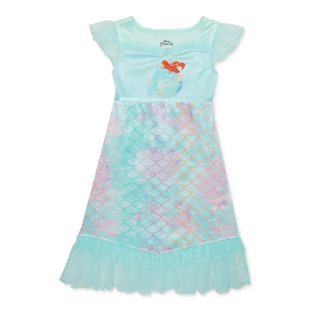 The Little Mermaid Toddler Girl Print Ruffled Nightgown, Sizes 2T-5T | Walmart (US)