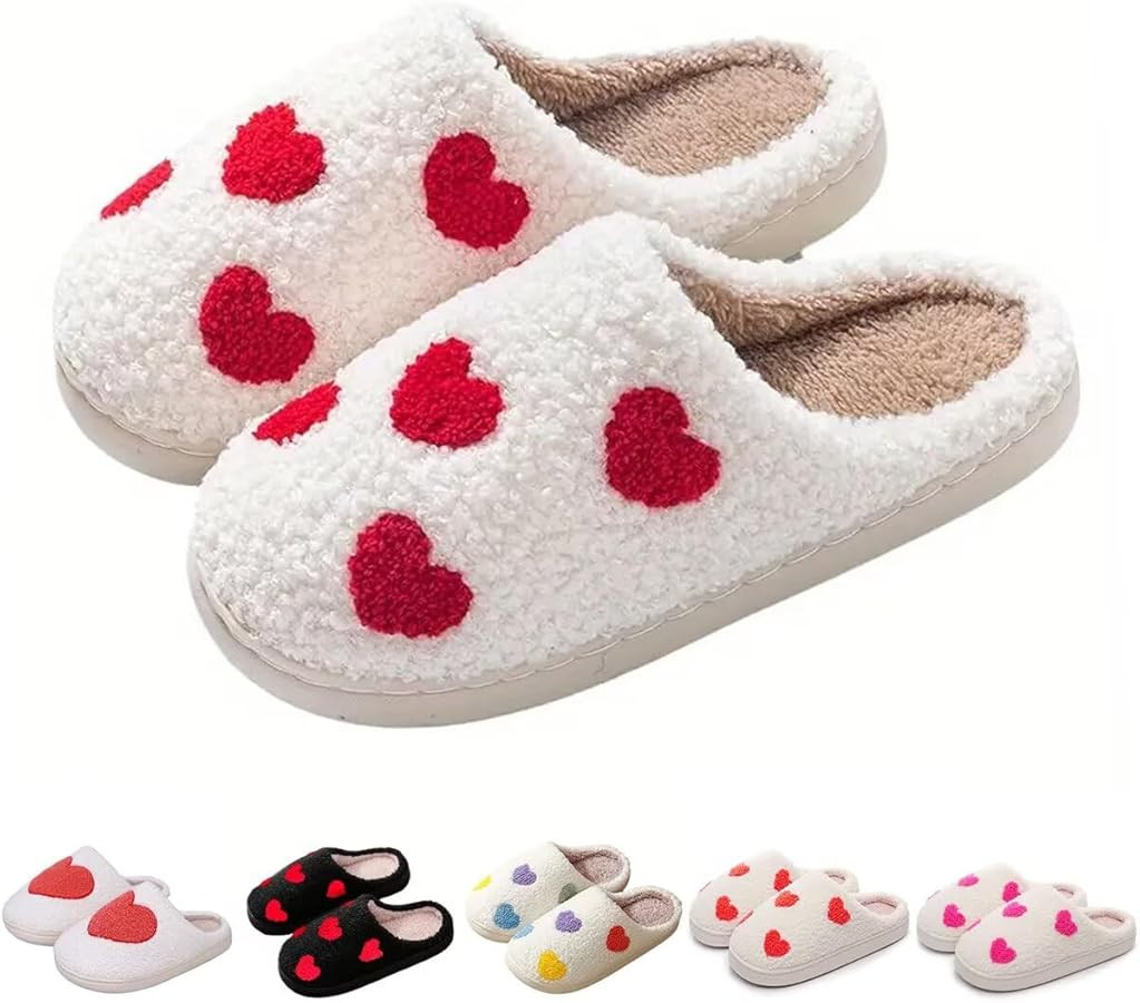 MsYmlya House Slippers for Women Men,Cute Valentine Slippers Winter Warm Cozy Couple Shoes,Cartoo... | Amazon (US)